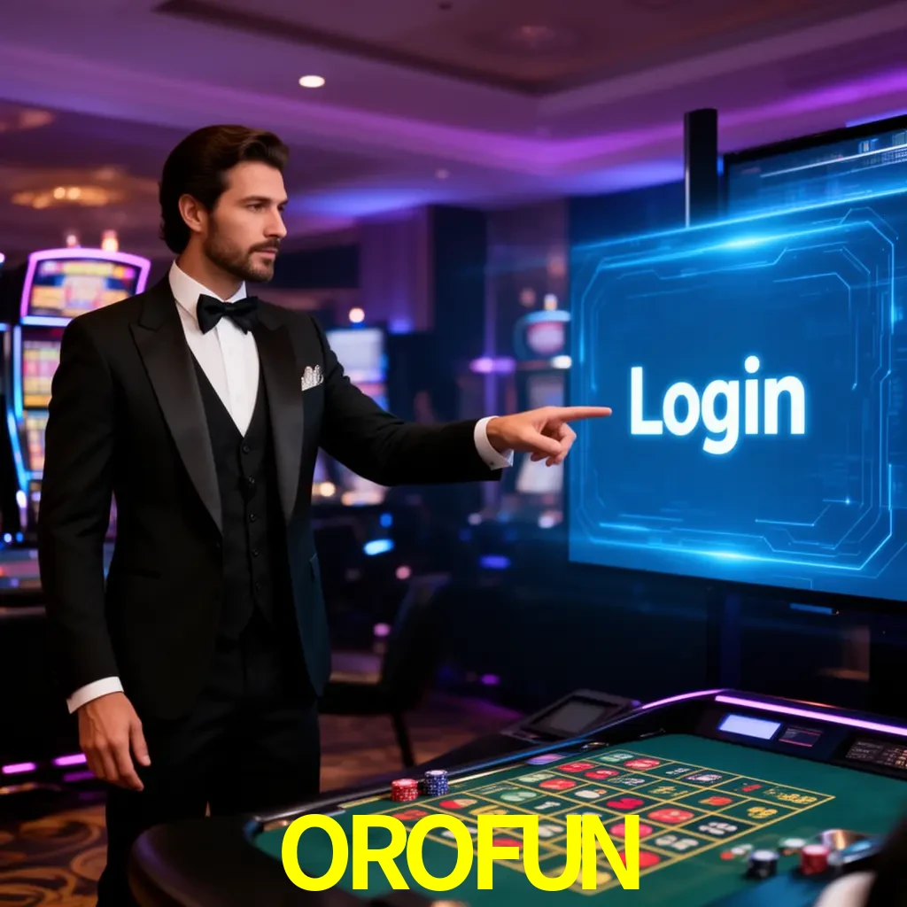 OROFUN Login - OTP, cuenta y soporte Pantalla OROFUN Login con OTP, contraseña, cuenta segura y soporte móvil